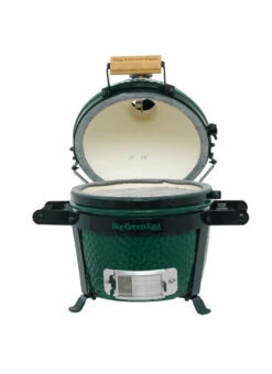 Big Green Egg Mini Keramikgrill Starter - Paket -GrillProfi Verkaufs-Shop Big Green Egg Mini EGG Carrier Mini deckel geoeffnet