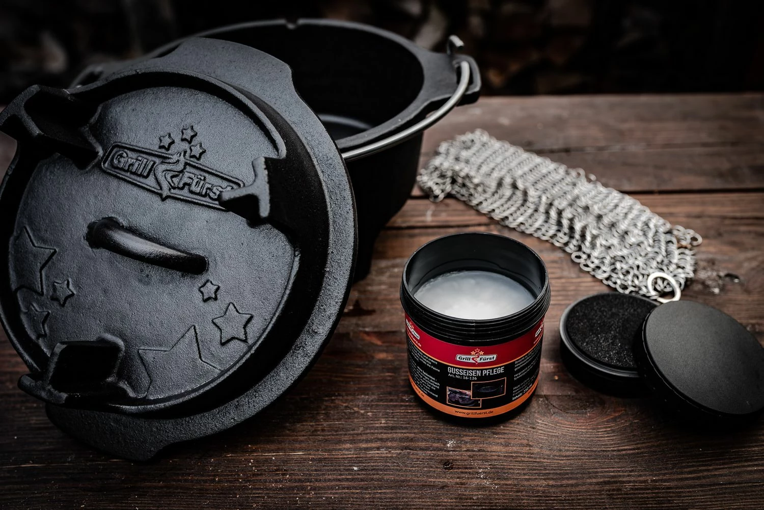 Grillfürst Dutch Oven Set / Gusseisen Pflegeset 6 Grillfürst Dutch Oven Set / Gusseisen Pflegeset – Bild 4