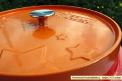 Grillfürst Emaillierter Dutch Oven Ohne Füsse DO7,5 - Orange -GrillProfi Verkaufs-Shop Grillfuerst Dutch Oven farbig DO12 orange Deckel 1