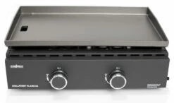 Grillfürst Plancha Grill - 2 Brenner Mit Insgesamt 7 KW Und Edelstahl Plancha - Inkl. 2 Stk. Plancha Spatel Und Grillzange -GrillProfi Verkaufs-Shop Grillfuerst Gas Planchagrill schwarz