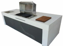 Grillfürst Outdoor Küche Aus 3-tlg. Gegossenem Beton Und HPL (340 Cm X 120 Cm) - Mit Einbaugrill Und Spüle