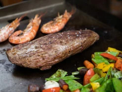 Grillfürst Plancha Grill - 2 Brenner Mit Insgesamt 7 KW Und Edelstahl Plancha -GrillProfi Verkaufs-Shop Grillfuerst Plancha Grill Fleisch Gemuese Meeresfruechte 1