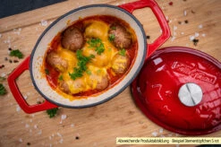 Grillfürst Dutch Oven Sternentöpfchen / Gusseisen Bräter - Emailliert - S - Orange -GrillProfi Verkaufs-Shop Grillfuerst Sternentoepfchen S Beispiel Auflauf 1