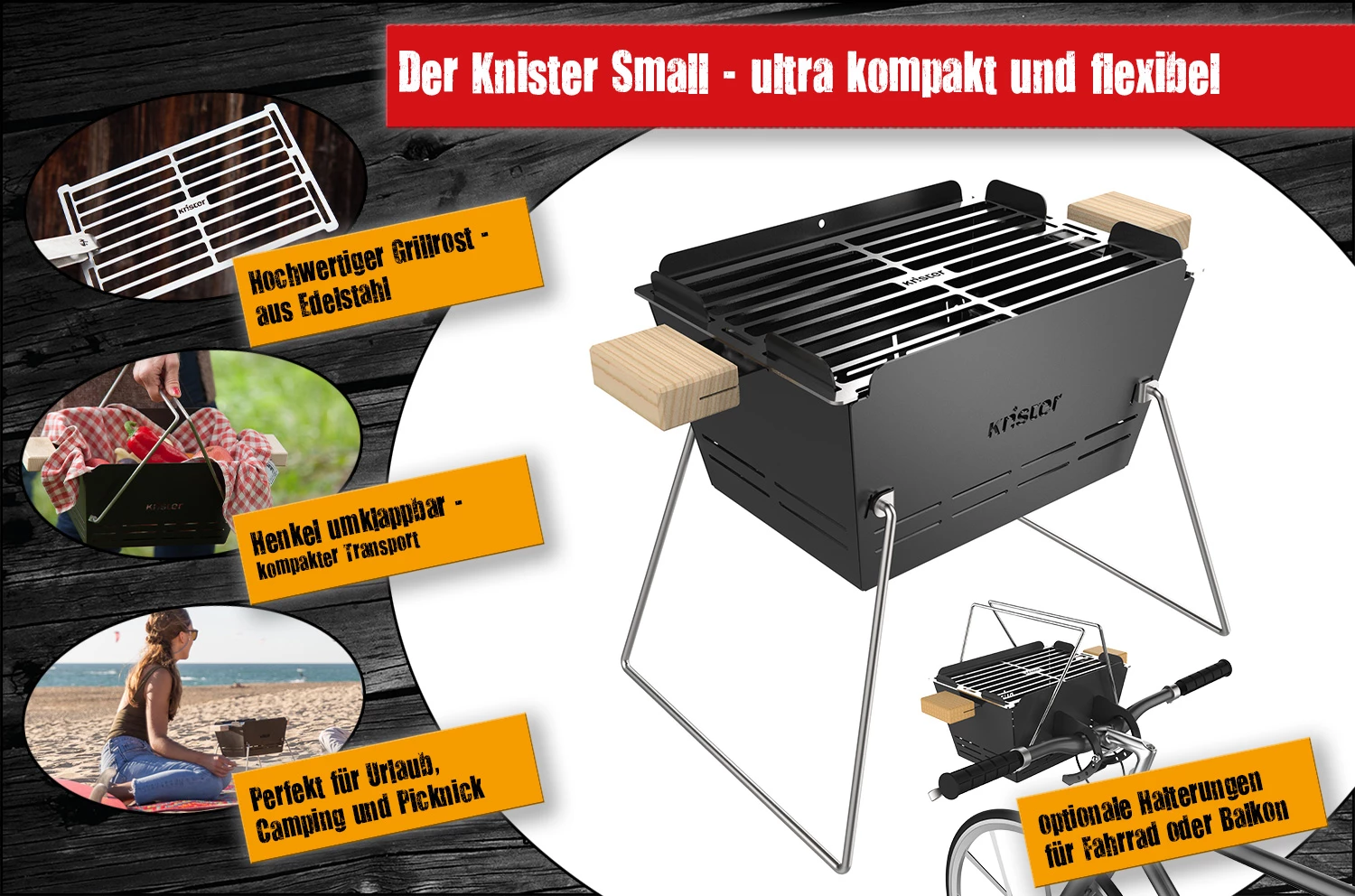 Knister Grill Small - Holzkohle Kompaktgrill 3 Knister Grill Small - Holzkohle Kompaktgrill