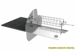 Outdoorchef Dualchef S 425 G Edelstahl Gasgrill Mit Seitenkocher + Blazing Zone Infrarotbrenner + DGS Gusseisen Grillrost 2 Stk. + DGS Gemüse Grillrost 2 Stk. -GrillProfi Verkaufs-Shop Outdoorchef Dualchef Heat Diffuser Drehspiess