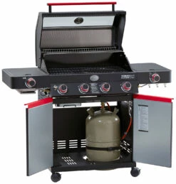 Rösle Videro G4-S VARIO+ Schwarz Gasgrill - FC Bayern Edition -GrillProfi Verkaufs-Shop Roesle Videro G4 S FC Bayern Unterschrank offen