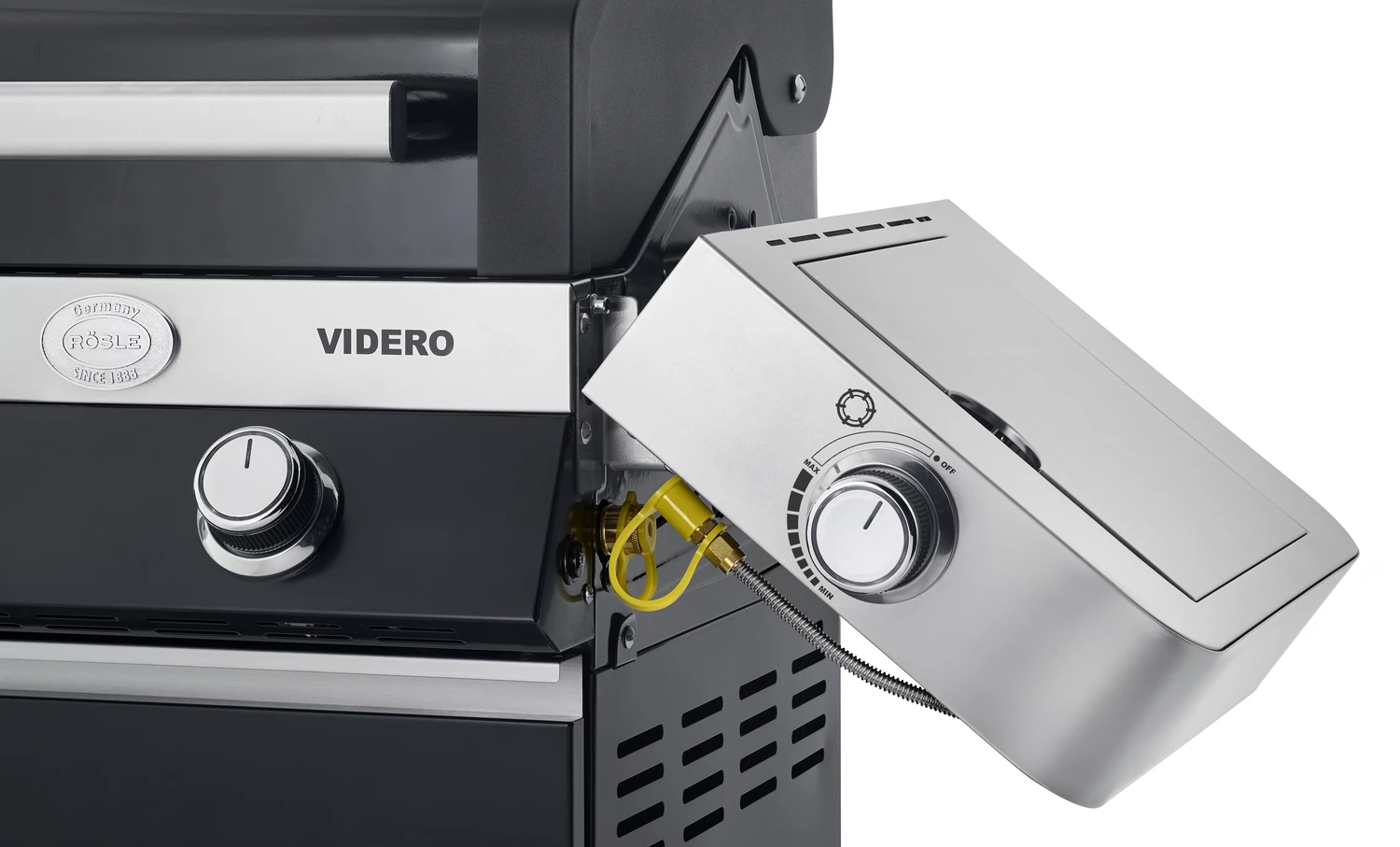 Rösle Gasgrill Videro G4-S VARIO+ Schwarz - Modell 2023 - X-DEAL Inkl. Abdeckhaube, Grillplatte Und Drehspieß 10 Rösle Gasgrill Videro G4-S VARIO+ Schwarz - Modell 2023 - X-DEAL Inkl. Abdeckhaube, Grillplatte Und Drehspieß – Bild 8