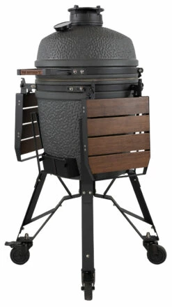 The Bastard Keramikgrill VX Medium - Complete - Schwarz Matt - Modell 2023 -GrillProfi Verkaufs-Shop The Bastard VX Keramikgrill Medium Komplett Seitenablagen abgeklappt